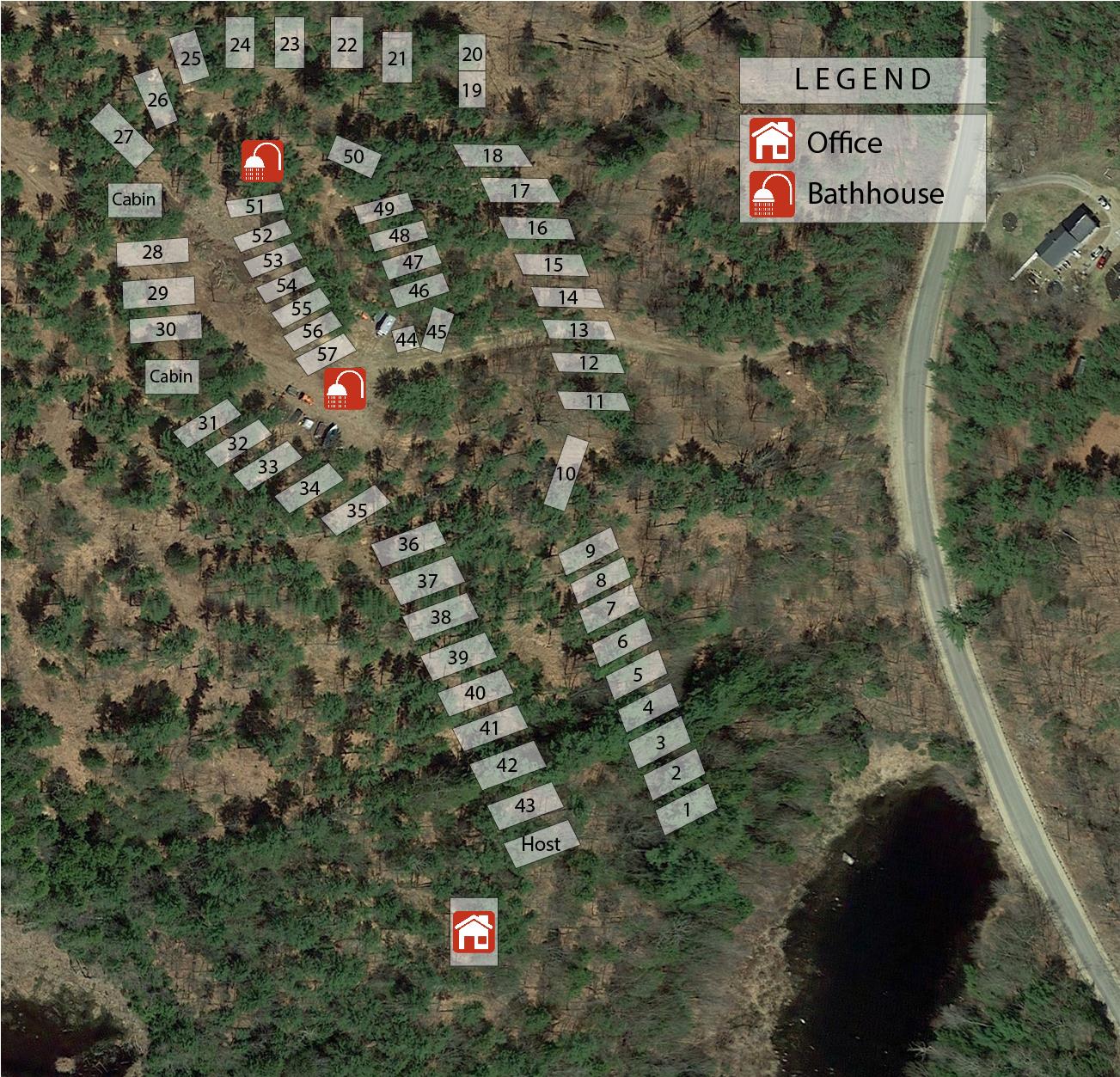 Pine Ridge Campground in Acton, ME Campground Map